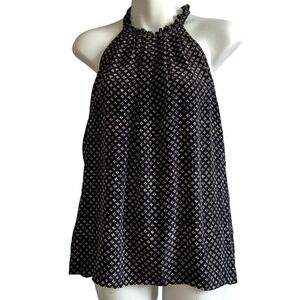Cynthia Rowley 100% Silk Sleeveless Black sprint Flare Top Size Small ~